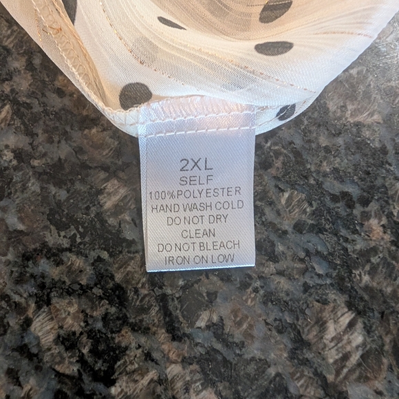 Polka Dot Sheer Blouse - White - Picture 9 of 9